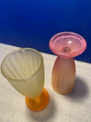 Set of 2 Vintage Libbey Ka-Dinks Frosted Footed Ice Cream/Parfait/Soda Glasses