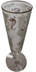 Vintage Libbey Marine Life Tall Pilsner Glass(es) Fish Seahorse Shells Gold Aqua