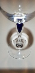 Courvoisier Cobalt Blue Teardrop Stem Crystal Glasses 6.5″ Etched Bottom