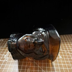 Paul Revere Brown Glass Head Mug Drinking Tumbler Cup, Impressed Backstamp