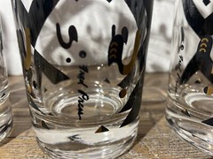 5 Fred Press Highball Glasses Tumblers MCM Black Gold Diamond Geometric