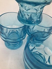 4 Glass GEORGIAN Viking Excelsior Azure BLue Flat Tumbler 4″ MCM 9 oz USA EUC
