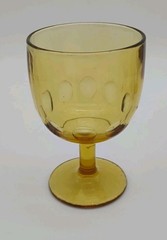Bartlett Collins Amber Thumbprint Footed Stemmed Water Goblet Set of 4