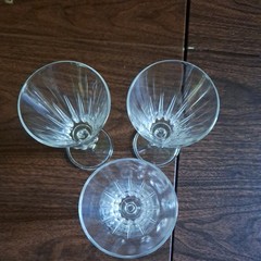 3 Vintage Italian Wine Goblets 5″ Clear Glass Faceted Stem Italy