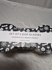 💥 Gold Tone Decorative Halloween Base Double Old Fashioned Glasses Set of 2 A6