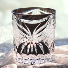 Hand Cut Black Butterfly Crystal Whiskey Glasses Tumbler Kiriko Drinkware 260ml