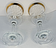 Wine Glasses Italian Gold Gilt Greek Key 7.5″ Crystalleria Fumo T Preziosi Set 2