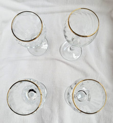 Crystal clear «Imperial» Set of 4, Optic glass with gold rim wine glasses, 8 oz