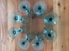 Luminarc Vive France Turquoise Wine Glasses Set Of 8 7.5” Tall EUC VTG