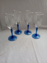 LENOX Swag Drape Cobalt Blue Stem Wine Glasses Goblets 8″ Set of 4
