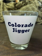 Vintage 1950’s frosted State of Colorado glass Jigger Souvenir Rocky Mountain