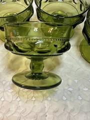 Vintage Set Of 5 Color Crown Green by COLONY Champagne/Tall Sherbet Glasses