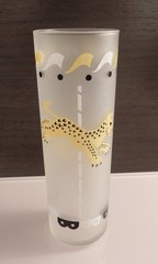 Vintage LIBBEY Frosted Circus Carousel Animal Tom Collins Glass 1950 MCM LEOPARD