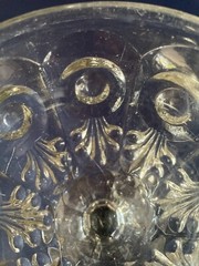 Boston & Sandwich clear flint glass sugar bowl BULLS EYE WITH FLEUR DE LYS c1850