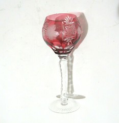 Nauchtmann Traube Crystal Goblet Wine Glass Burgundy Raspberry 8″