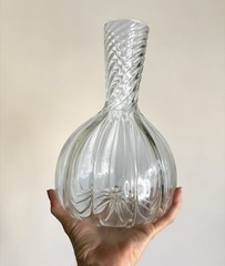 Robert Dane Hand Blown Studio Art Glass Optic Twist Decanter Wine Carafe