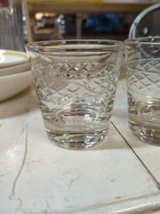 Vintage Whisky Cut Glass Diamond Designs Clear Glass