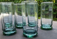 (6) Anchor Hocking Essex Light Green Iced Tea 16 Oz Flat Tumblers 10 Panel MC