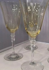 Fostoria Trojan Topaz Yellow True Wine Glass Goblet Set of Two – One Imperfect