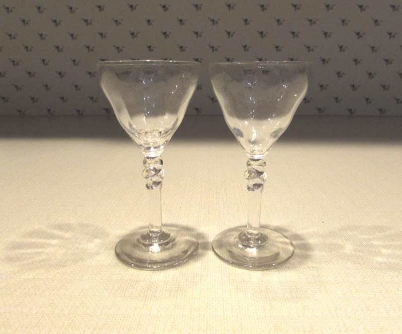 2 Vintage Optic Crystal Cordial Aperitif Twisted Stem or Shot Glass