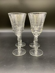 Set of 4 Vintage Clear Etched Crystal Water Goblets – Timeless Elegance