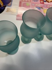Set of 6 Vintage Libbey Z Stem Glasses Frosted Satin Pastel Wine Drinkware Party