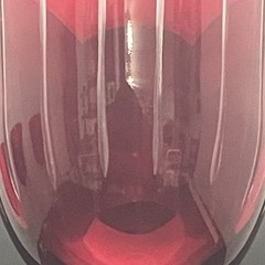 La Reine 4pc Vertical Stripes Ruby Red Cut to Clear Wine Glasses Italy 8″t 8oz