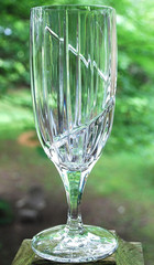 Vtg Cut Crystal ‘UPTOWN’ Swirl Cut ICED TEA GOBLET GLASS 14 oz Pristine 8 3/8″
