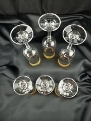 MARCELLO AGLIERI CRYSTAL 24K GOLD EMBOSSED CHAMPAGNE GLASSES 6X