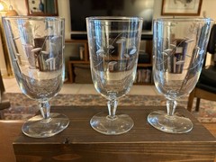 4 Vintage Libbey Rock Sharp Windswept #1197 Footed ICE TEA Tumblers Glasses