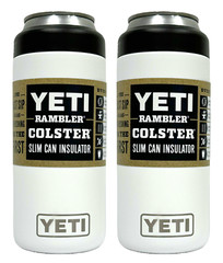 [2-PACK] YETI Rambler Colster 12 oz Slim Can Cooler Insulator – White AUTHENTIC