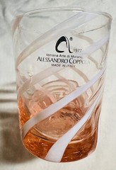 Arte di MURANO Alessandro Coppola Glass Hand Made Set of 2 Pink White Stripe