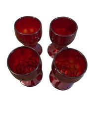 Set of 4 Vintage Mid-Century Viking Glass «Georgian Ruby» Red Goblets- Glows