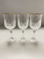 Cristal D Arques Longchamp Gold Rim Crystal Wine Glasses 6 1/2″ Set of 6 France