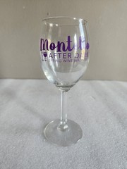 Clear Wine Glass with Purple ‘Montello After Dark Spring Wine Walk 2000’ Wi 6⅞»