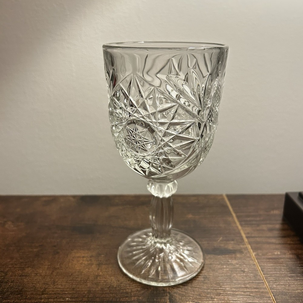 Vintage Libbey HOBSTAR Star of David Water Wine Goblet Glasses 7” Excellent