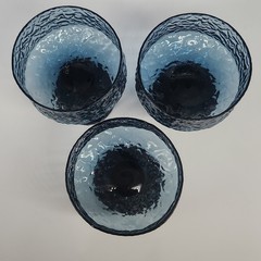 Set of 6 Vtg LENOX Impromptu Smoky Blue Crystal Glasses Sherbet Shrimp Cocktail