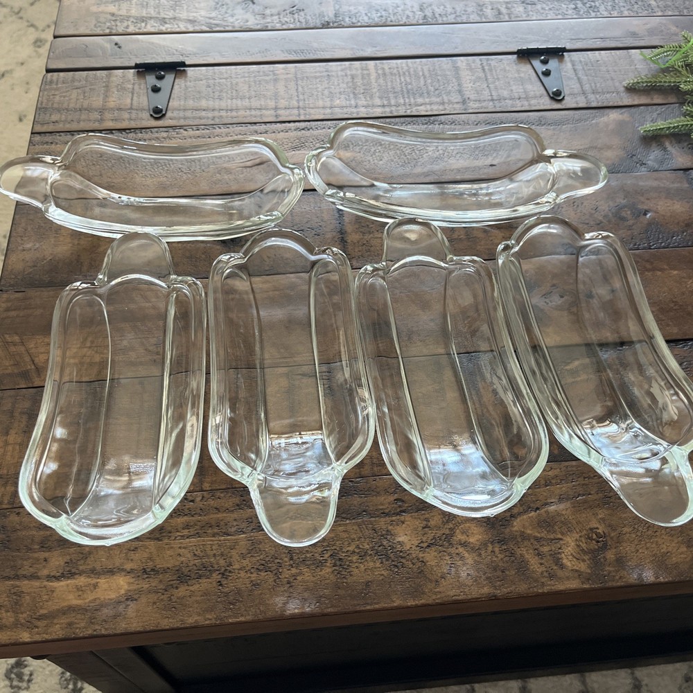 Vintage Indiana Glass BANANA SPLIT Clear Dishes SOLD IN A SET OF SIX