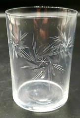 Blown Crystal Glass Whiskey Tumbler 3-5/8″H Cut Whirling Star & Polished Pontil