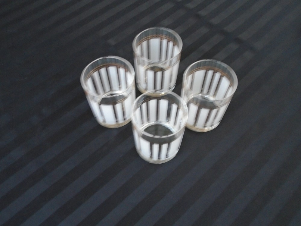 C-752B Set of 4 Culver Old Fashioned Low Ball Glasses 22kt Gold Trim