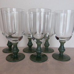 (6) Vintage Isabelle Green Iced Tea Goblets Glasses VILLEROY & BOCH Jade Stamped