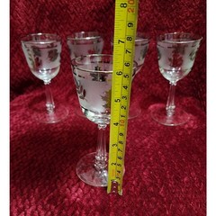 Lot of 5 Libbey Glass Silver Oak Leaf Wine Glasses or Small Cordials