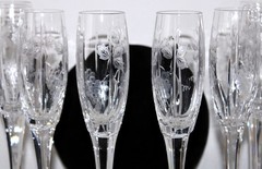 Mikasa Bacchus Champagne Glass LOT 8 Cut Glass Grapes Clusters – 10.75 inch