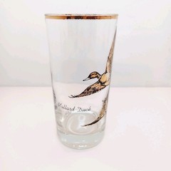 4 VTG Wild Game Bird Highball Glasses Gold & Black With Gold Rim MCM **