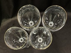 Set Of 4~Lenox~Monroe Gold Trim~Crystal Wine Glasses 7 5/8 Inch~EUC