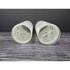 Pair Vintage MCM Atomic Snowflake Frosted Highball Glasses Green Diamond 16oz