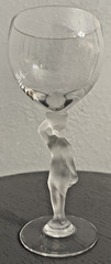 Vintage Bayel France Crystal Goblet Frosted Female Figure Stem Art Nouveau Wine