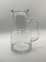 Vintage Etched Floral Glass Bedside Carafe & Tumbler Water Set.