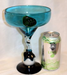 Hand Blown Glass Rustic Ball/Claw Large Twist Stem Martini Goblet-Applied Prunt