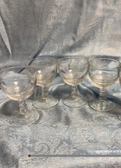 4 vintage Anchor Hocking Cordials Manhattan Art Deco Sherry Wine Glasses